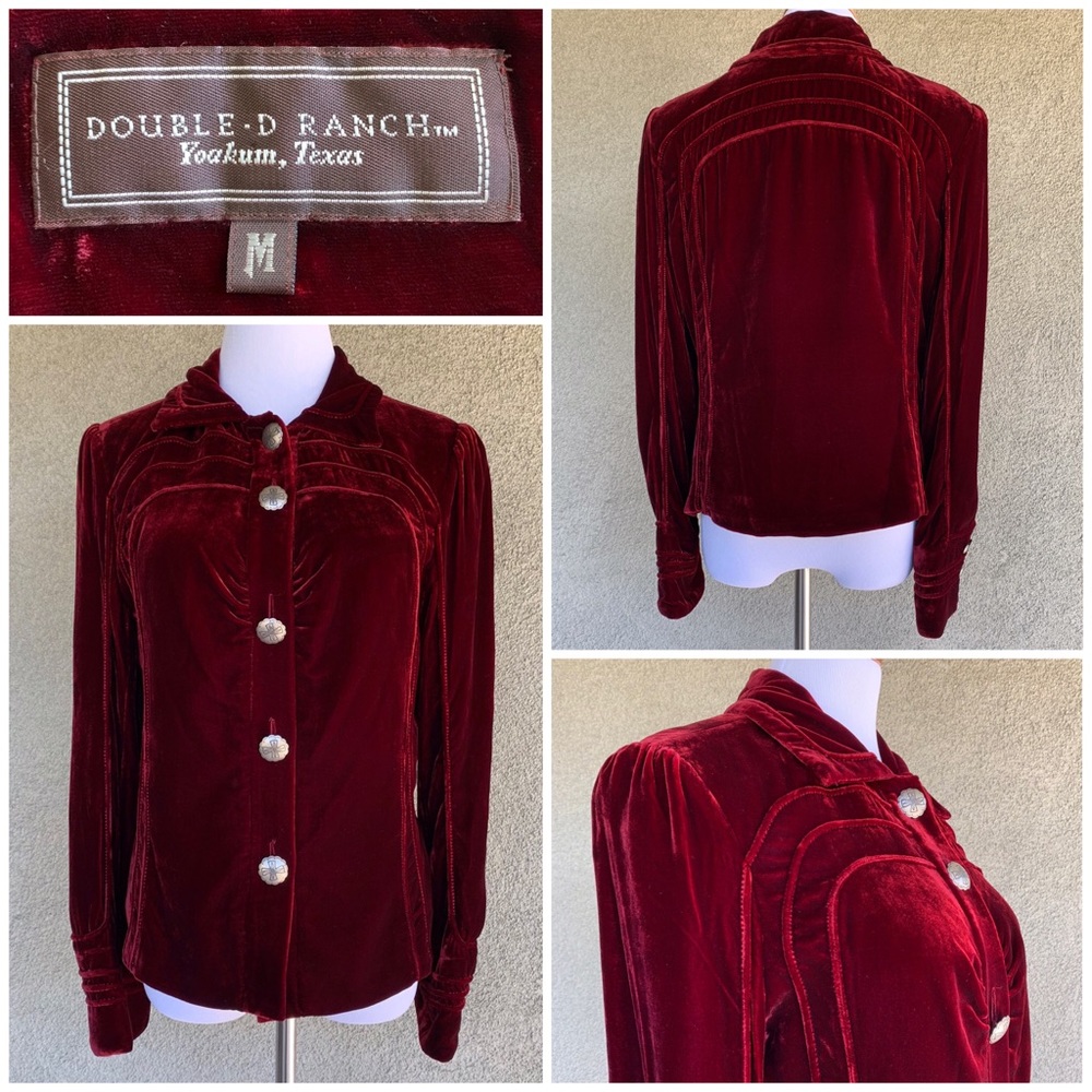 “Double D Ranch” Red Wine Velvet Jacket Exquisite